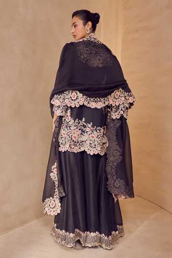 Pankaj & Nidhi Reverence Rose Embroidered Kurta Sharara Set