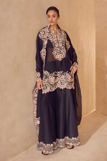 Pankaj & Nidhi Reverence Rose Embroidered Kurta Sharara Set
