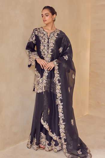 Pankaj & Nidhi Onyx Kurta Trail Sharara Set 