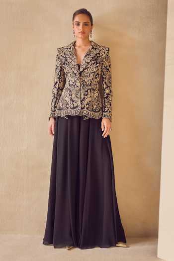 Pankaj & Nidhi Vesper Gold Embroidered Jacket Sharara Set