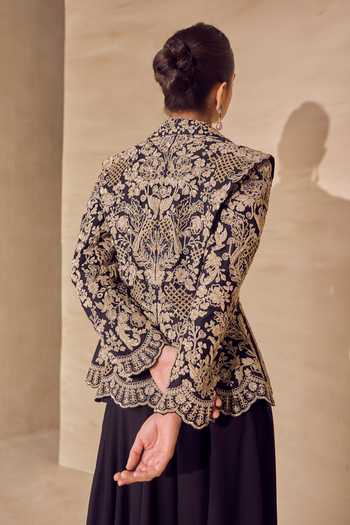 Pankaj & Nidhi Vesper Gold Embroidered Jacket Sharara Set