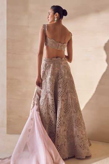 Pankaj & Nidhi Whistling Rose Cutout Embroidered Lehenga Set