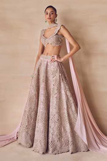Pankaj & Nidhi Whistling Rose Cutout Embroidered Lehenga Set