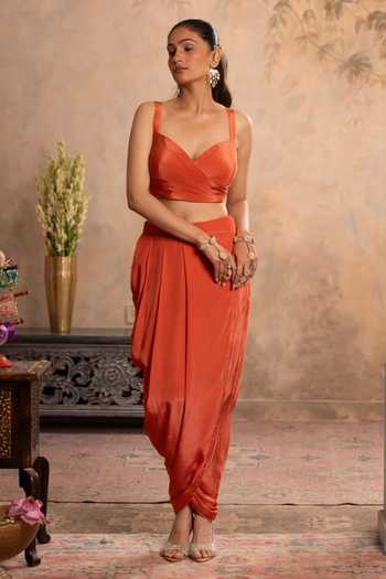 Studio Bagechaa Adaa Embroidered Jacket & Draped Skirt Set 