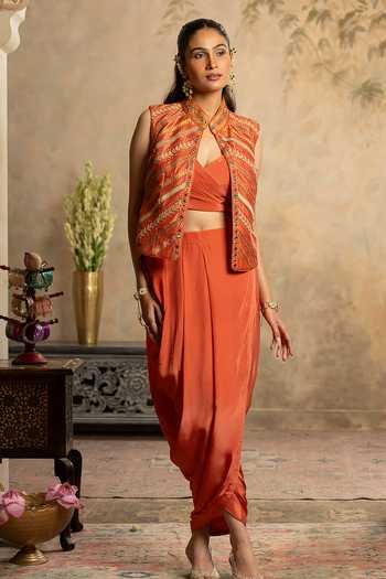 Studio Bagechaa Adaa Embroidered Jacket & Draped Skirt Set 