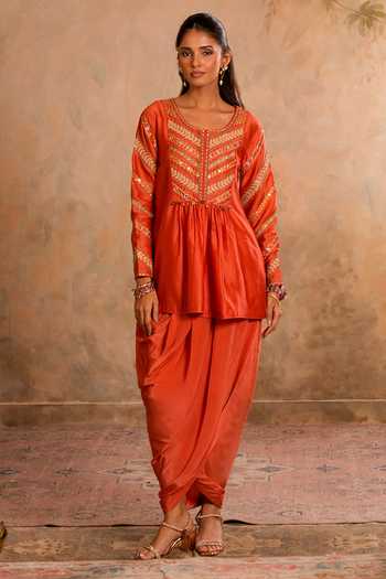 Studio Bagechaa Era Embroidered Peplum Kurta & Dhoti Skirt Set