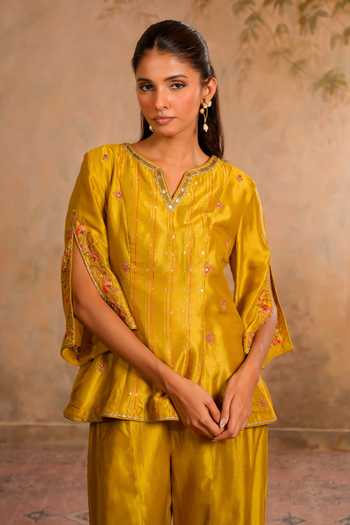 Studio Bagechaa Baani Greenish Yellow Top & Sharara Set 