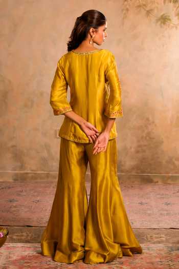 Studio Bagechaa Baani Greenish Yellow Top & Sharara Set 