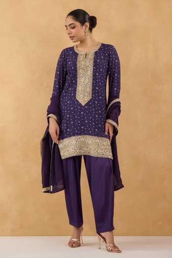 Pooja Popli Bandhej Print Cotton Silk Kurta Salwar Set 
