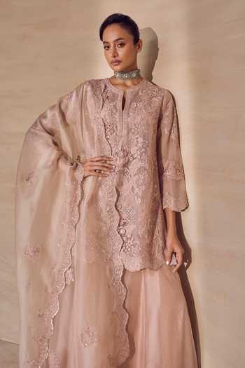Pankaj & Nidhi Powder Floral Embroidered Sharara Set
