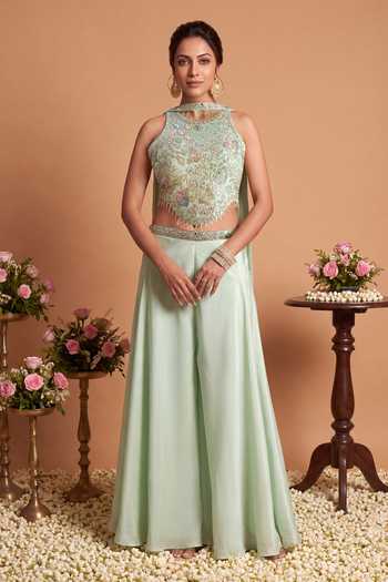 Samyukta Singhania Hand Embroidered Top Palazzo Set 