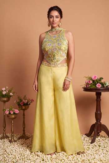 Samyukta Singhania Embroidered Top Palazzo Set 