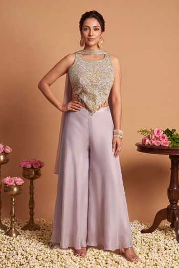 Samyukta Singhania Hand Embroidered Top Palazzo Set 