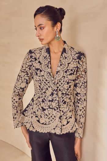 Pankaj & Nidhi Calista Gold Embroidered Jacket & Sharara Set