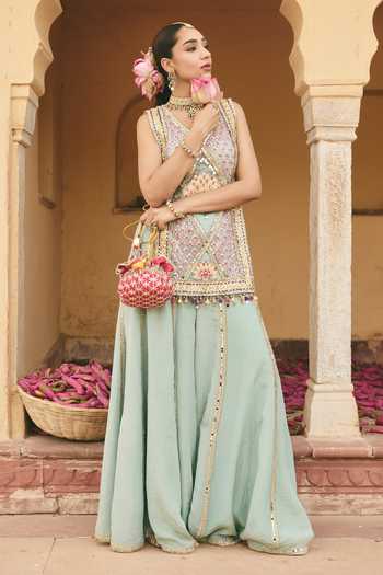 Ajiesh Oberoi Paro Embroidered Kurta & Sharara Set