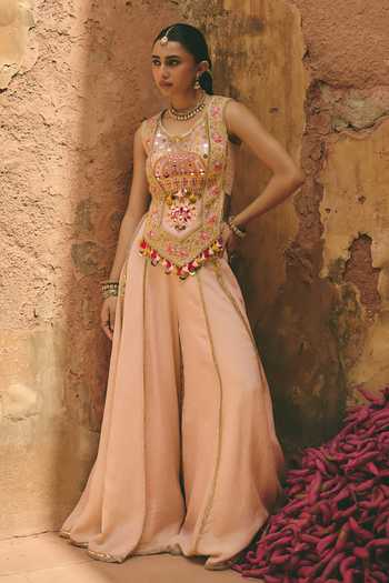 Ajiesh Oberoi Mogra Embroidered Top & Sharara Set