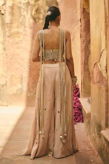 Ajiesh Oberoi Chamkili Embroidered Blouse & Lehenga Set