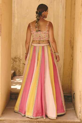 Ajiesh Oberoi Vrinda Embroidered Top Panelled Lehenga Set