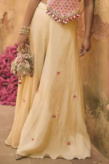 Ajiesh Oberoi_Pink Organza, Crinkle, Tissue Sequins, Peehu Embroidered Corset And Sharara Set _Online_at_Aza_Fashions