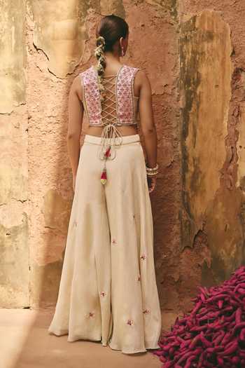 Ajiesh Oberoi Peehu Embroidered Corset & Sharara Set