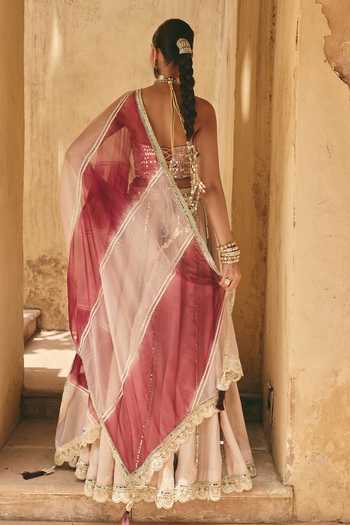 Ajiesh Oberoi Sohni Mirror Embellished Blouse Lehenga Set
