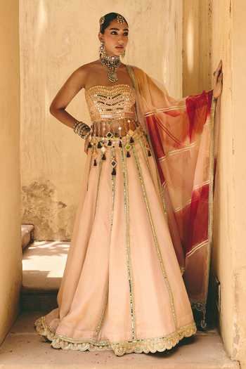 Ajiesh Oberoi Sohni Mirror Embellished Blouse Lehenga Set
