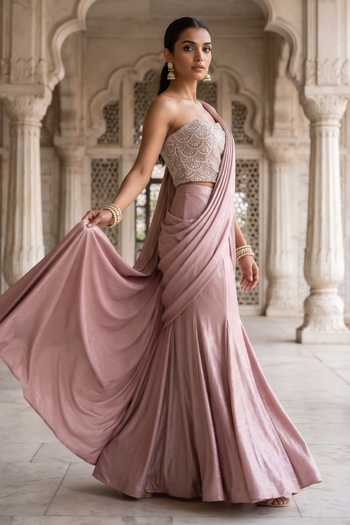 Aneesh Agarwaal Jamuni Nisa Pre-Stitched Saree With Corset 