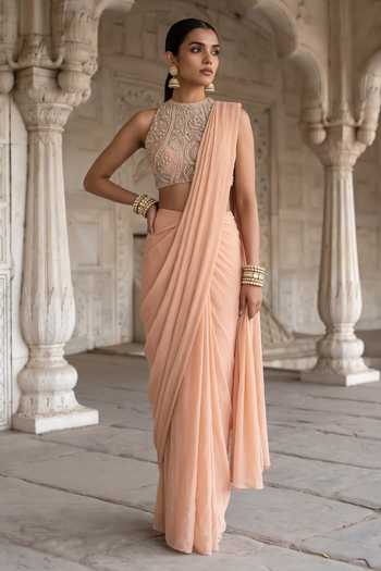Aneesh Agarwaal Roop Chhaya Pre-Stitched Saree With Blouse