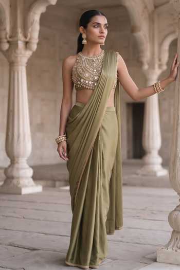 Aneesh Agarwaal Kanan Kanti Pre-Draped Saree With Blouse