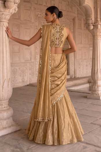Aneesh Agarwaal Kanakavali Draped Lehenga Saree Set 