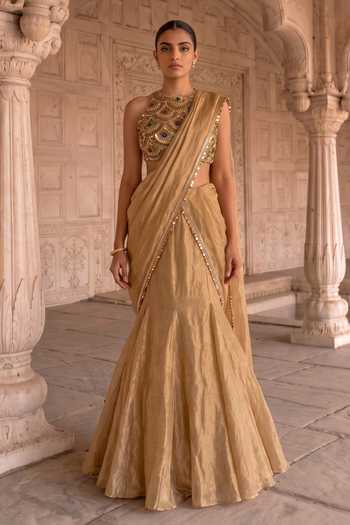 Aneesh Agarwaal Kanakavali Draped Lehenga Saree Set 