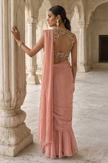 Aneesh Agarwaal Mridula Raga Pre-Draped Saree With Blouse
