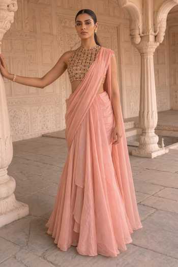 Aneesh Agarwaal Mridula Raga Pre-Draped Saree With Blouse