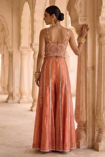 Aneesh Agarwaal Kesariya Baag Embroidered Kurta & Sharara Set
