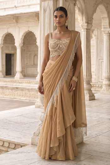 Aneesh Agarwaal Muktavali Pre-Draped Saree With Blouse