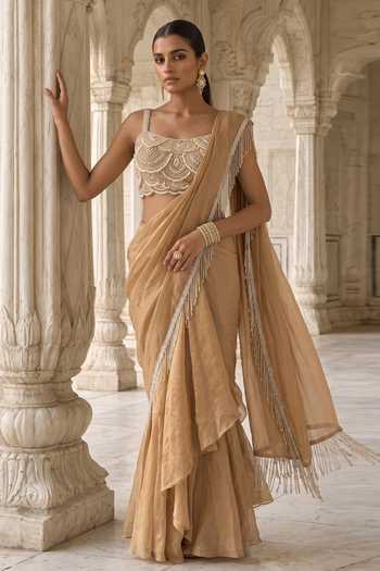 Aneesh Agarwaal Muktavali Pre-Draped Saree With Blouse