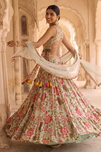 Aneesh Agarwaal Phoolwari Chintz Print Lehenga Set 