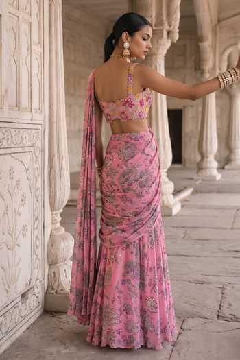 Aneesh Agarwaal Rani Kalash Printed Pre-Draped Saree With Blouse