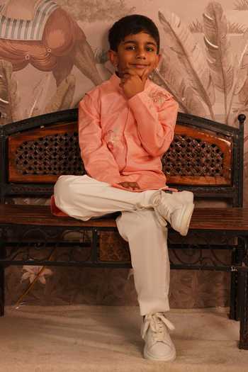 Arani Label Wild Orchard Nehru Jacket & Kurta Set 