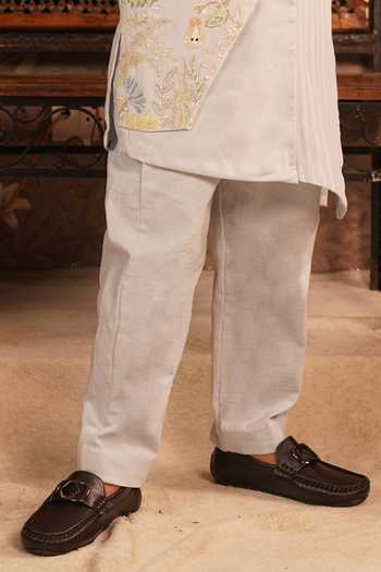Arani Label_Sky Blue Cotton, Muslin, Twill Toucan Trail Kurta And Pant Set _Online_at_Aza_Fashions