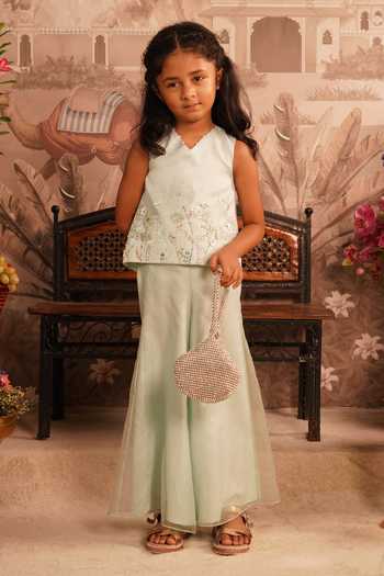 Arani Label Pearl Mint Top & Palazzo Set 