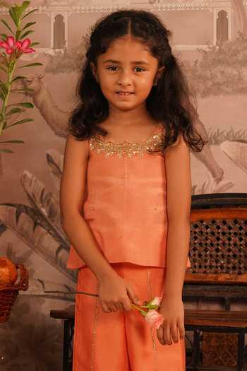 Arani Label Nectar Embroidered Top & Palazzo Set 