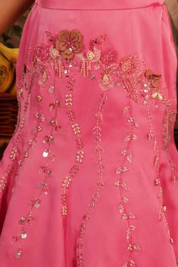 Shop Arani Label Pink Satin, Net, Modal Alaya Border Embroidered Cape And Mermaid Skirt Set Online at Aza Fashions Shop_Arani Label_Pink Satin, Net, Modal Alaya Border Embroidered Cape And Mermaid Skirt Set _Online_at_Aza_Fashions