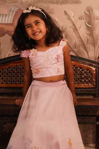 Shop_Arani Label_Purple Satin, Modal Sweet Ombre Lehenga With Crop Top _Online_at_Aza_Fashions