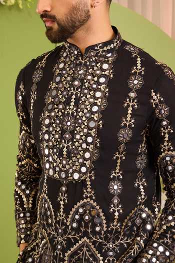 Buy Kasbah Black Georgette The Vale Mirror Work Kurta Online at Aza Fashions Buy_Kasbah_Black Georgette The Vale Mirror Work Kurta _Online_at_Aza_Fashions