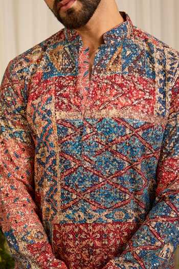 Buy Kasbah Multi Color Georgette The Ravel Abstract Motif Short Kurta Online at Aza Fashions Buy_Kasbah_Multi Color Georgette The Ravel Abstract Motif Short Kurta _Online_at_Aza_Fashions