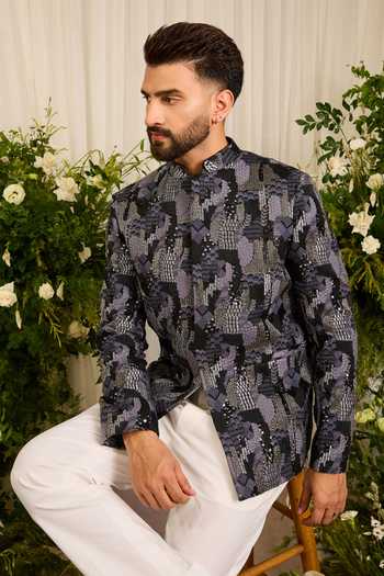 Kasbah Saphire Cutdana Embroidered Bandhgala 