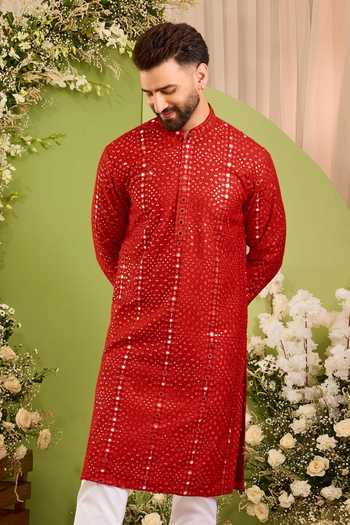 Kasbah Mirror Work Silk Kurta 