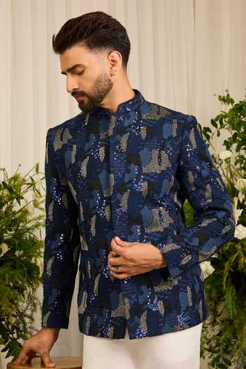 Kasbah The Saphire Cutdana Embroidered Bandhgala 