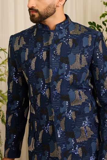 Buy Kasbah Blue Silk Embroidery, Sequins, Beads, Metallic The Saphire Cutdana Bandhgala Online at Aza Fashions Buy_Kasbah_Blue Silk Embroidery, Sequins, Beads, Metallic The Saphire Cutdana Bandhgala _Online_at_Aza_Fashions